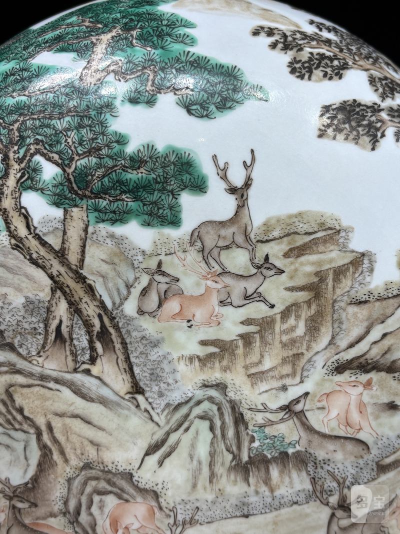 民国 粉彩百鹿图大捧盒 - 图11
